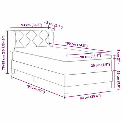 Letto a molle con testiera Blu Scuro 190 x 90 cm Velluto | homemem39