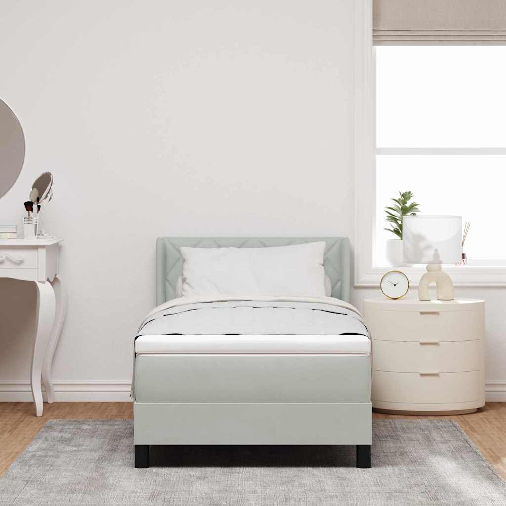 Letto a molle con testiera Grigio chiaro 200 x 90 cm Velluto | homemem39