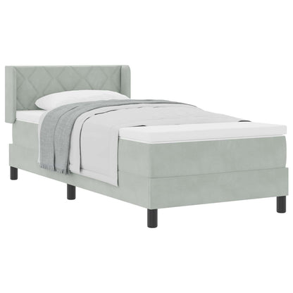 Letto a molle con testiera Grigio chiaro 200 x 90 cm Velluto | homemem39