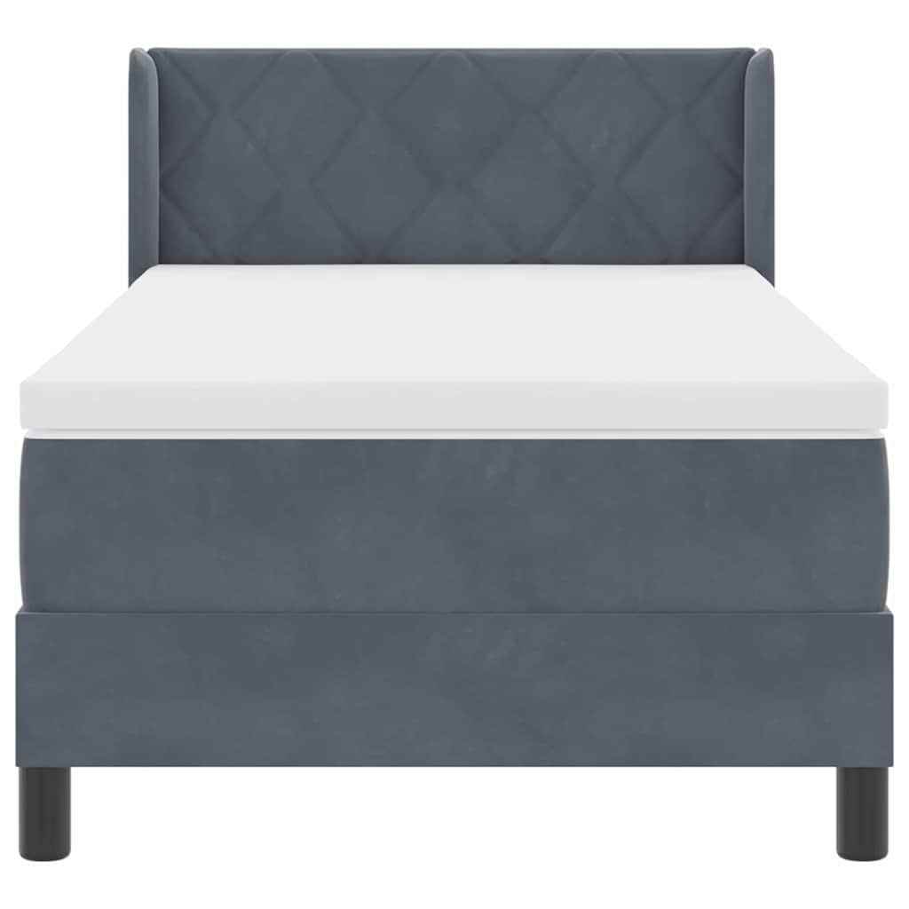 Letto a molle con materasso Grigio scuro 200 x 90 cm Poliestere