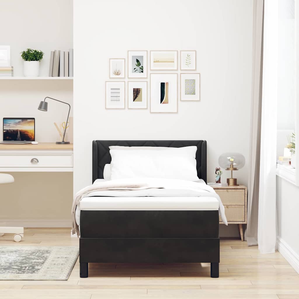 Letto a molle con testiera Nero 200 x 90 cm Velluto | homemem39