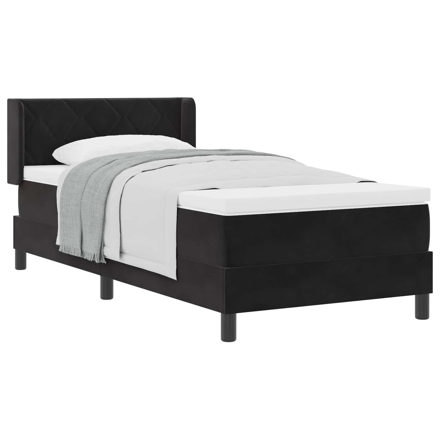 Letto a molle con materasso Nero 200 x 90 cm Poliestere