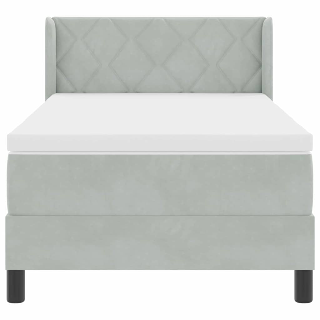 Letto a molle con testiera Grigio chiaro 200 x 100 cm Velluto | homemem39