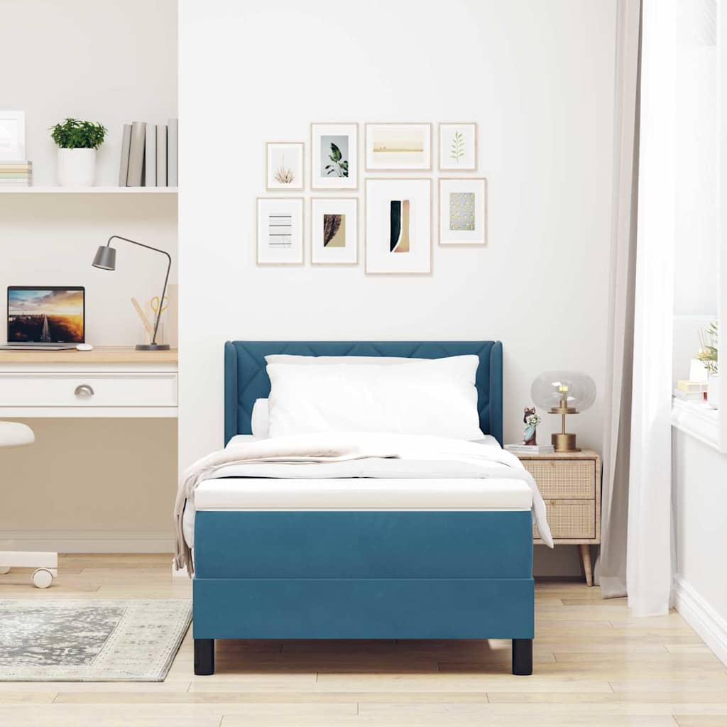 Letto a molle con testiera Blu Scuro 200 x 100 cm Velluto | homemem39