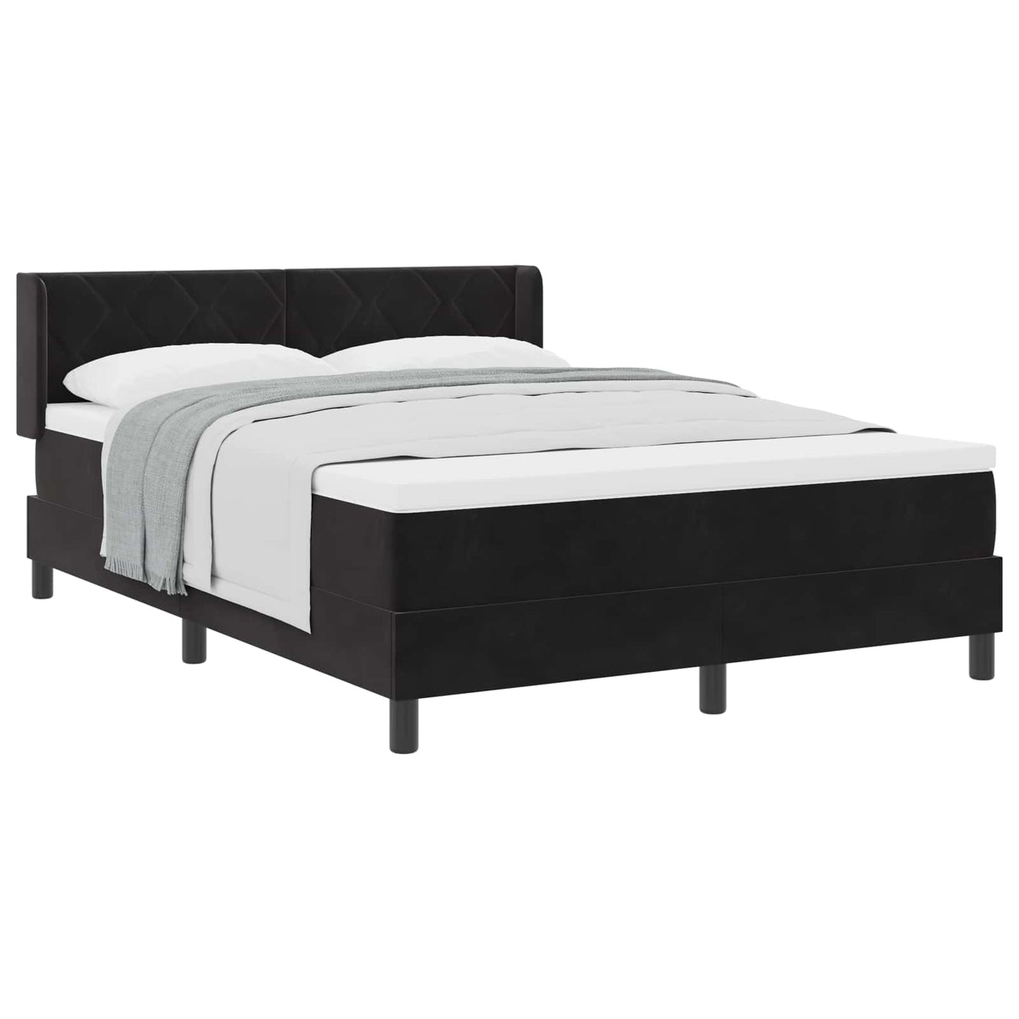Letto a molle con testiera Nero 190 x 140 cm Velluto | homemem39