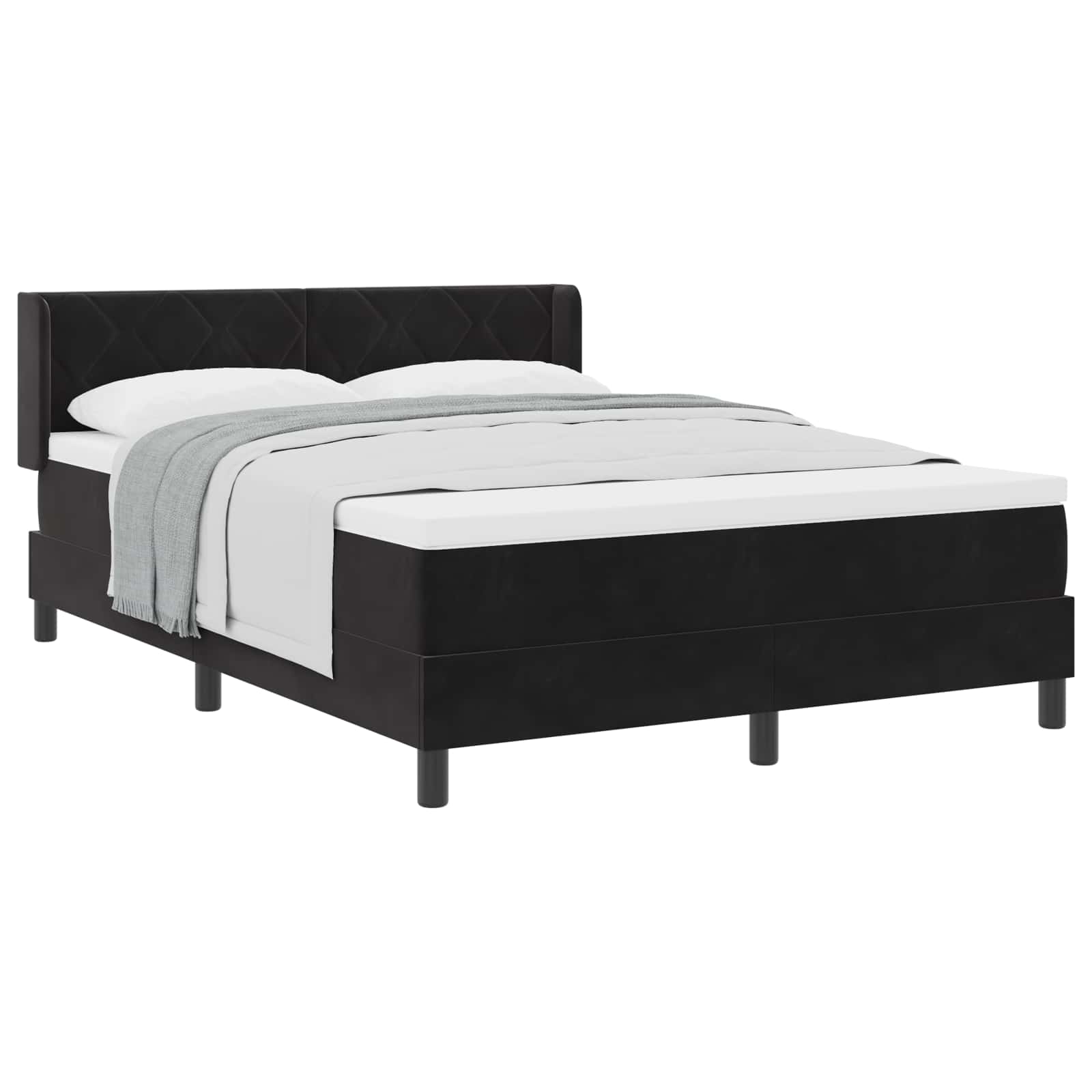 Letto a molle con testiera Nero 190 x 140 cm Velluto | homemem39