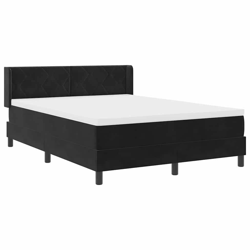 Letto a molle con testiera Nero 190 x 140 cm Velluto | homemem39