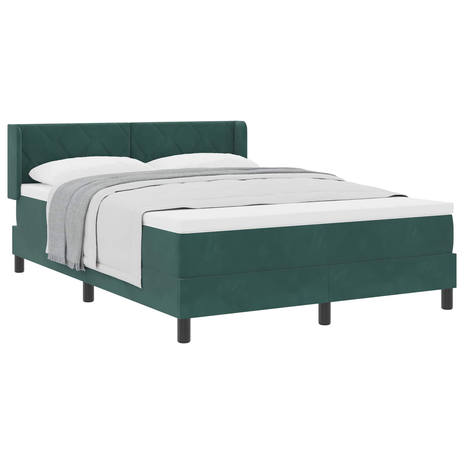 Letto a molle con testiera Verde Scuro 190 x 140 cm Velluto | homemem39