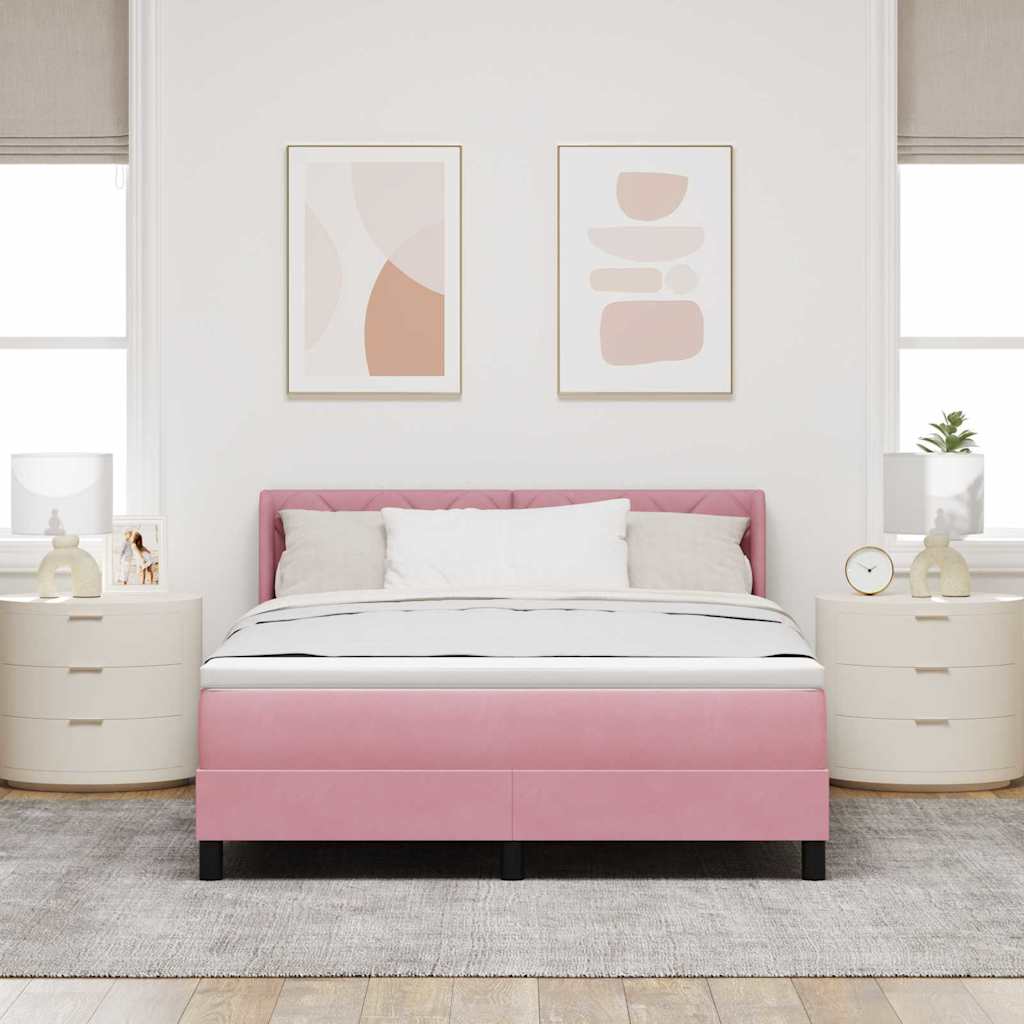 Letto a molle con testiera Rosa 190 x 140 cm Velluto | homemem39