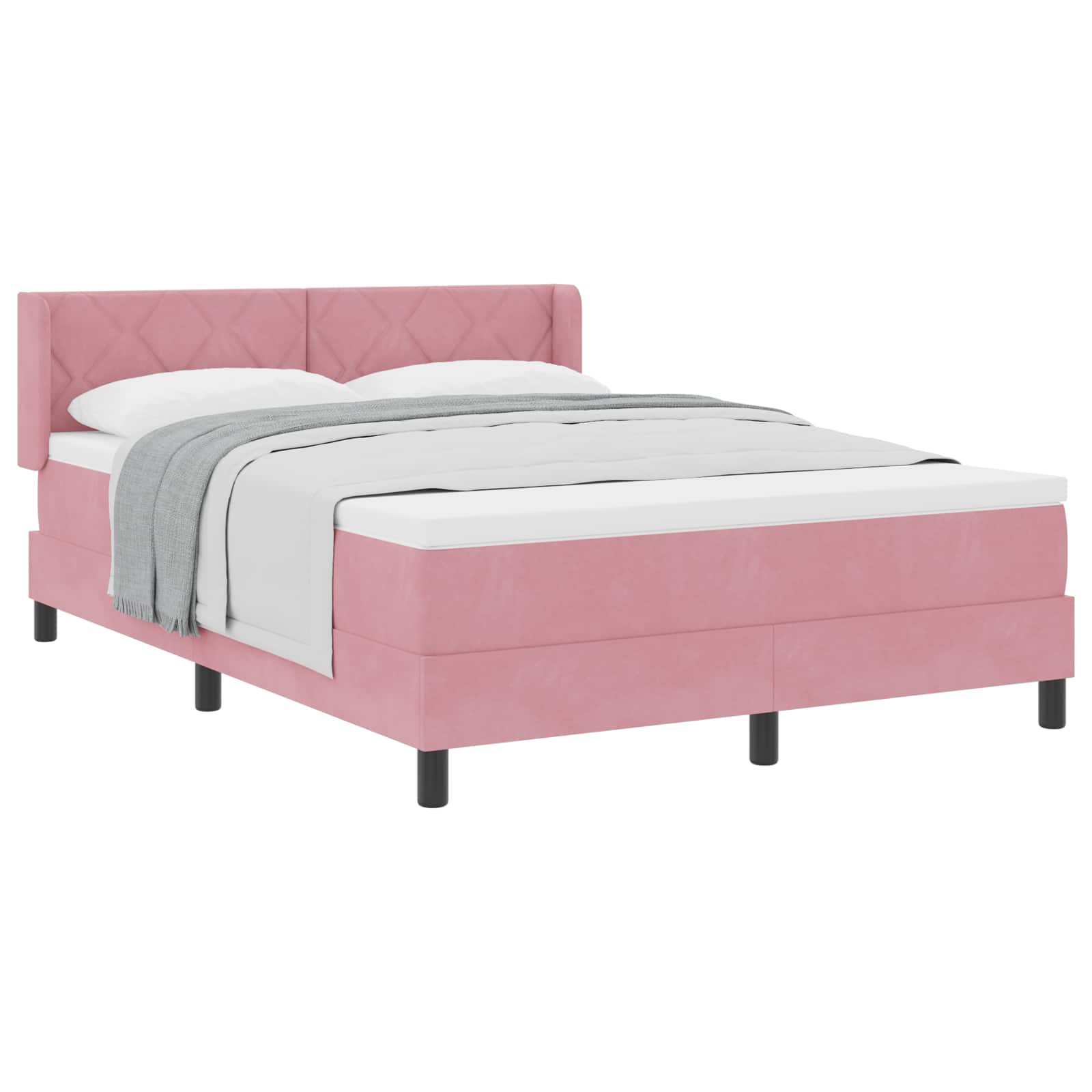 Letto a molle con testiera Rosa 190 x 140 cm Velluto | homemem39