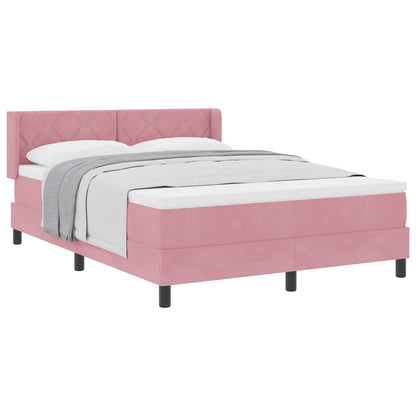 Letto a molle con testiera Rosa 190 x 140 cm Velluto | homemem39
