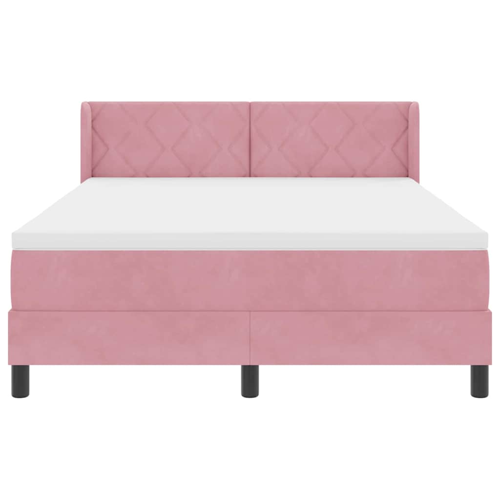 Letto a molle con testiera Rosa 190 x 140 cm Velluto | homemem39