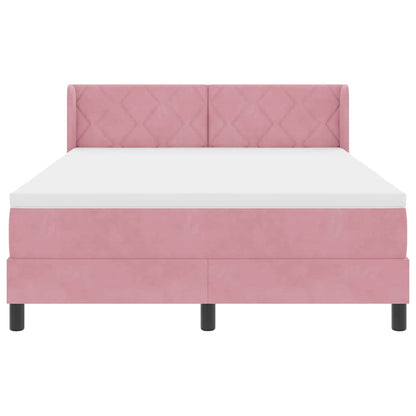 Letto a molle con testiera Rosa 190 x 140 cm Velluto | homemem39