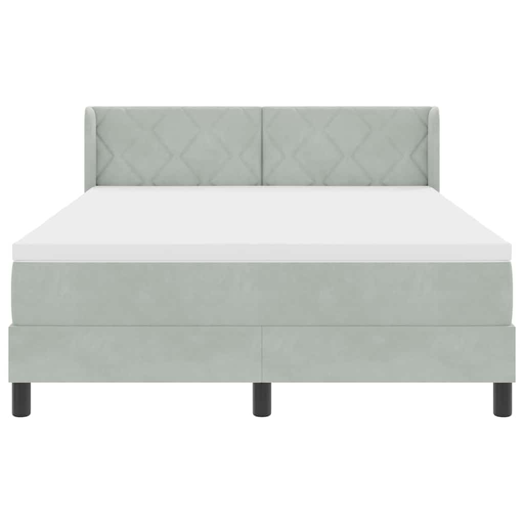 Letto a molle con testiera Grigio chiaro 200 x 140 cm Velluto | homemem39