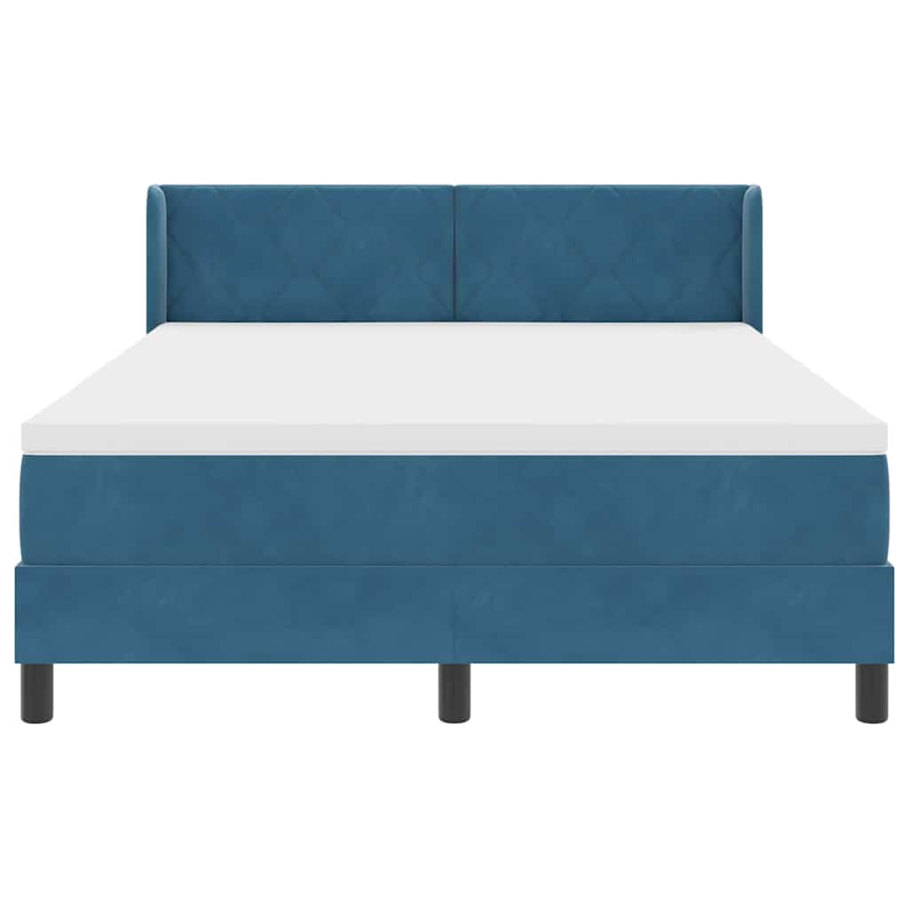 Letto a molle con testiera Blu Scuro 200 x 140 cm Velluto | homemem39