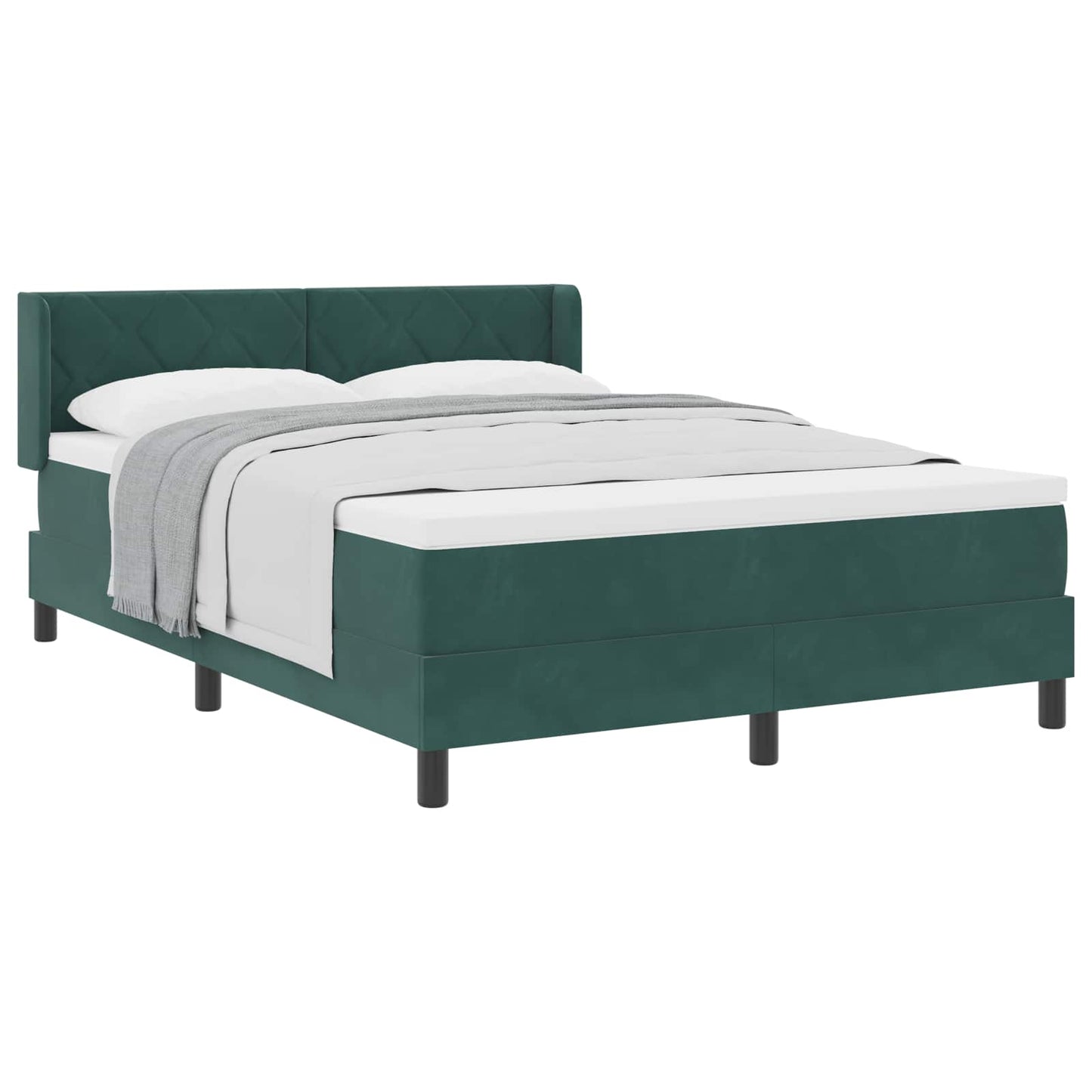 Letto a molle con testiera Verde Scuro 200 x 160 cm Velluto