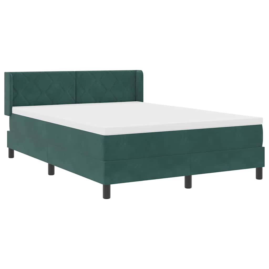 Letto a molle con testiera Verde Scuro 200 x 160 cm Velluto