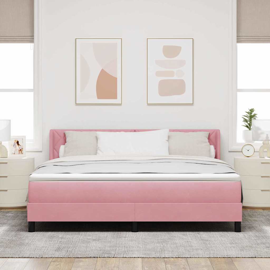 Letto a molle con testiera Rosa 200 x 180 cm Velluto | homemem39