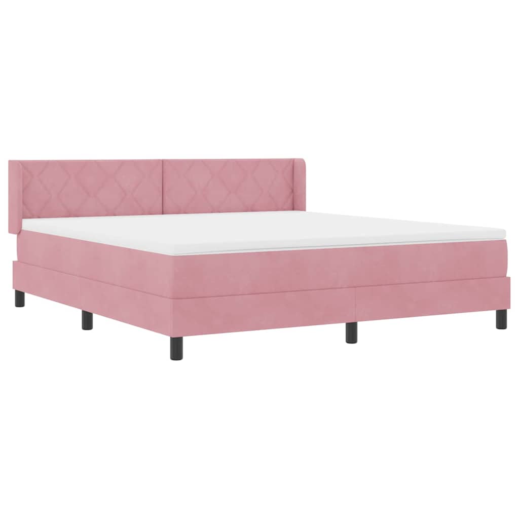 Letto a molle con testiera Rosa 200 x 180 cm Velluto | homemem39