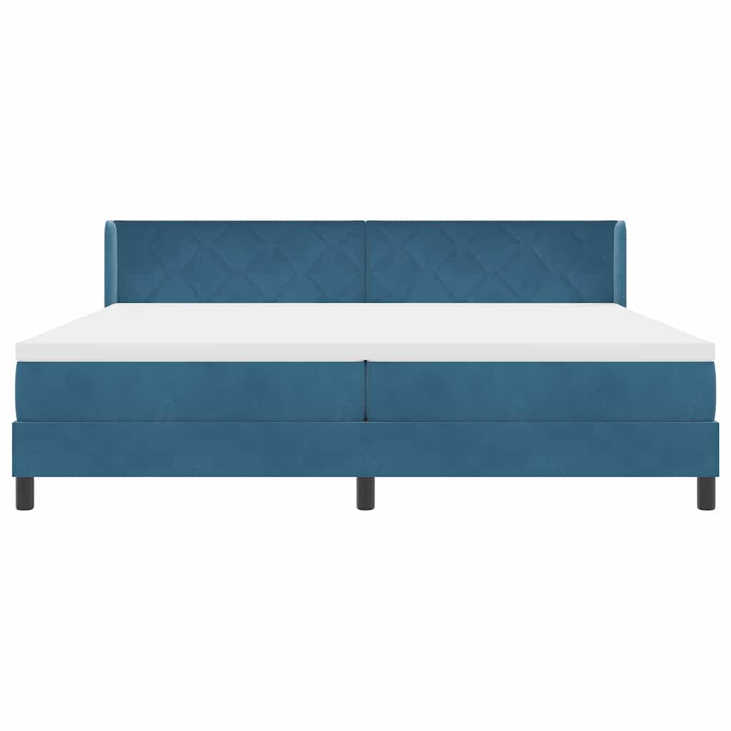 Letto a molle con testiera Blu Scuro 200 x 200 cm Velluto | homemem39