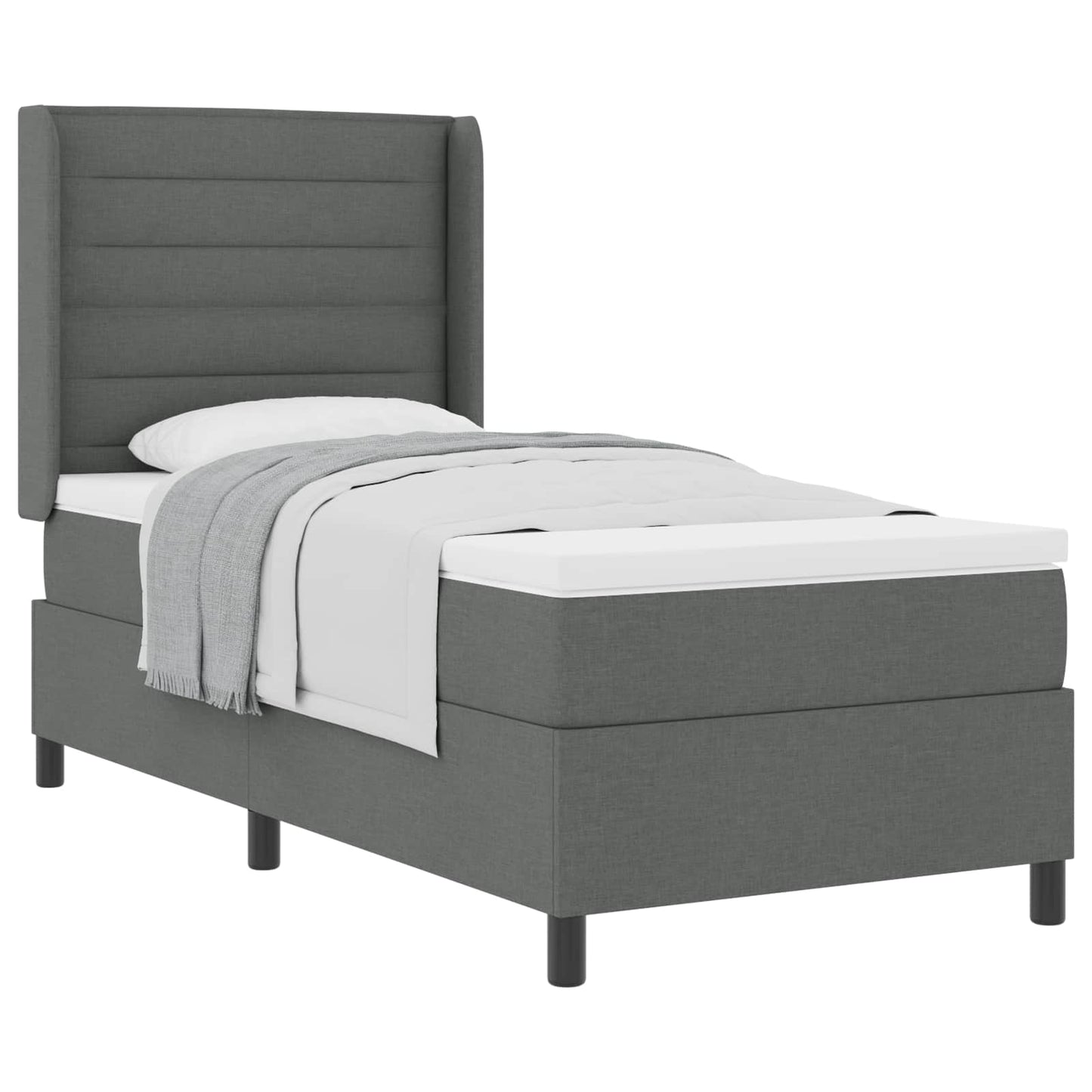 Letto a molle con materasso Grigio scuro 200 x 80 cm Tessuto | homemem39