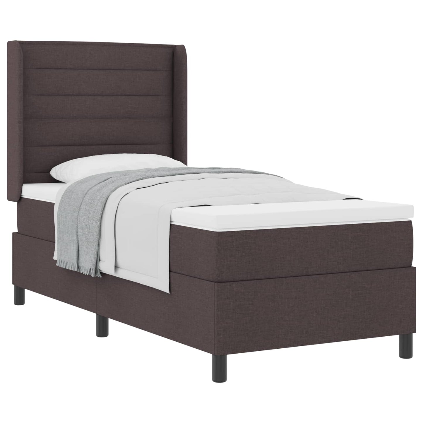Letto a molle con materasso Marrone Scuro 190 x 90 cm Tessuto | homemem39