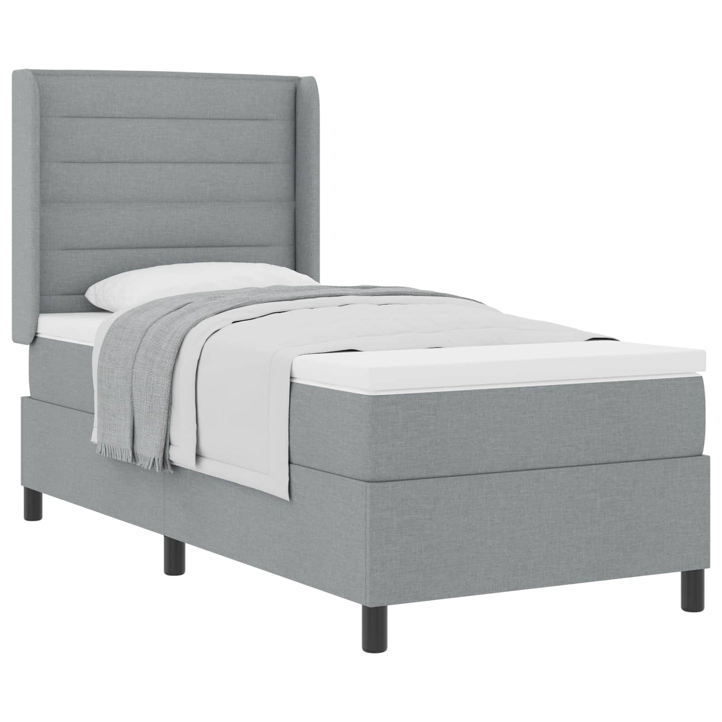 Letto a molle con materasso Grigio chiaro 200 x 100 cm Tessuto