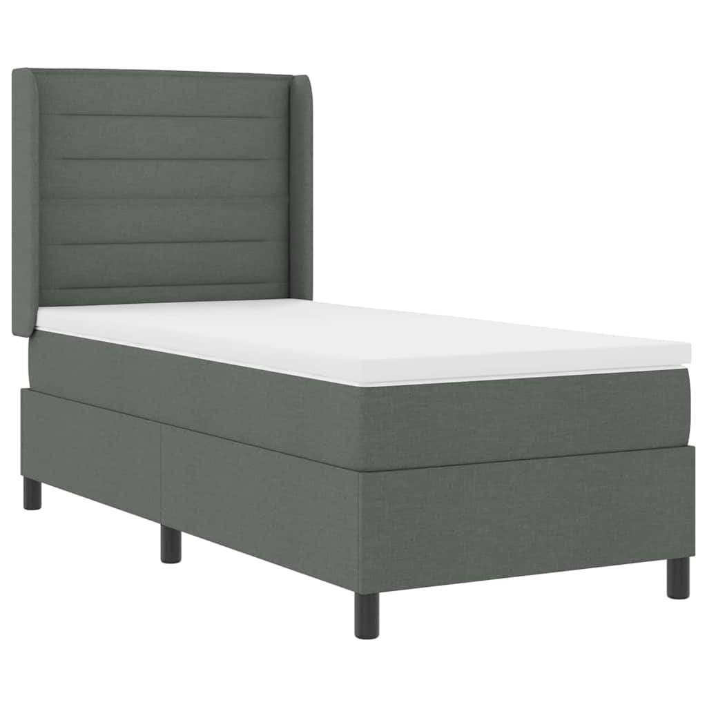 Letto a molle con materasso Grigio scuro 200 x 100 cm Tessuto | homemem39