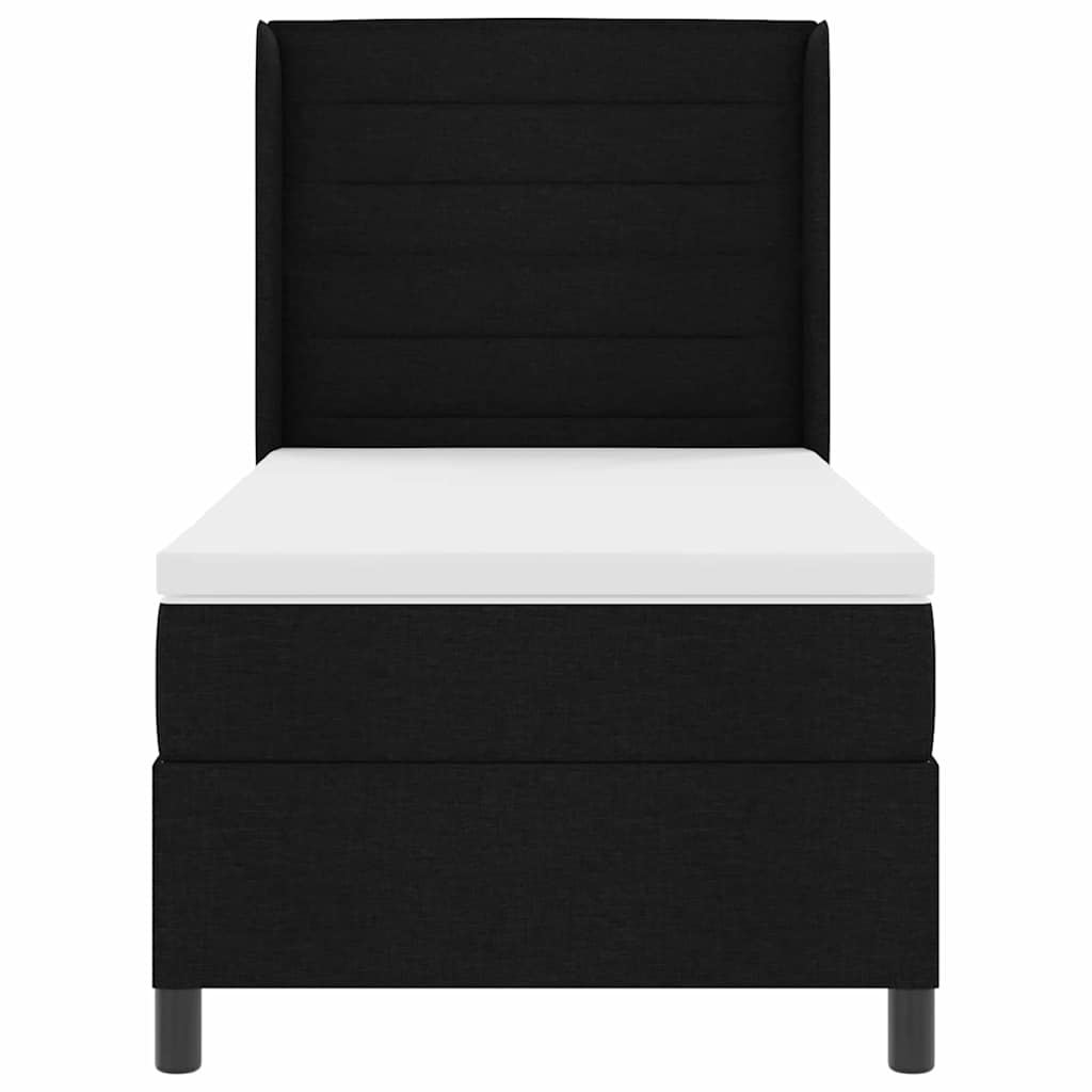 Letto a molle con materasso Nero 100 x 200 cm Tessuto