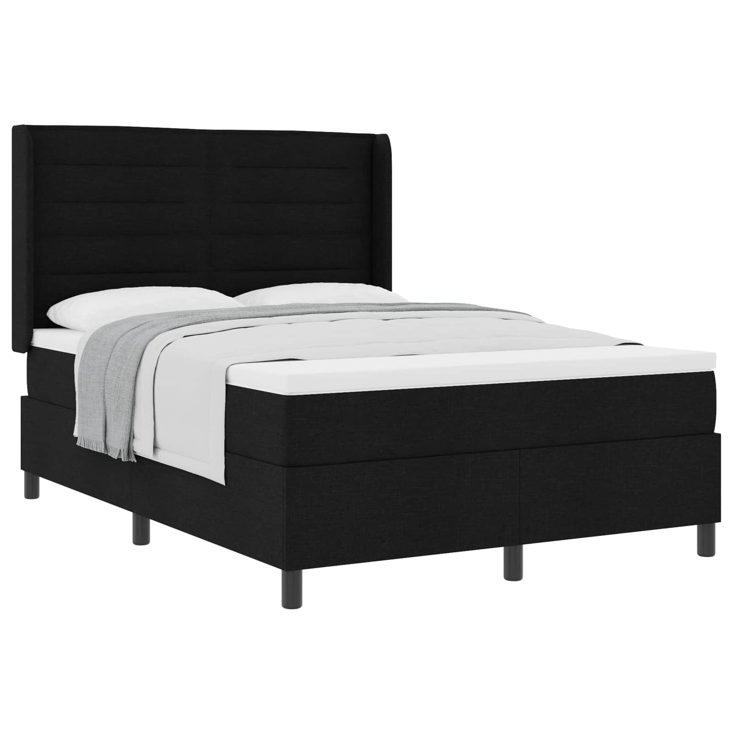 Letto a molle con materasso Nero 190 x 140 cm Tessuto | homemem39