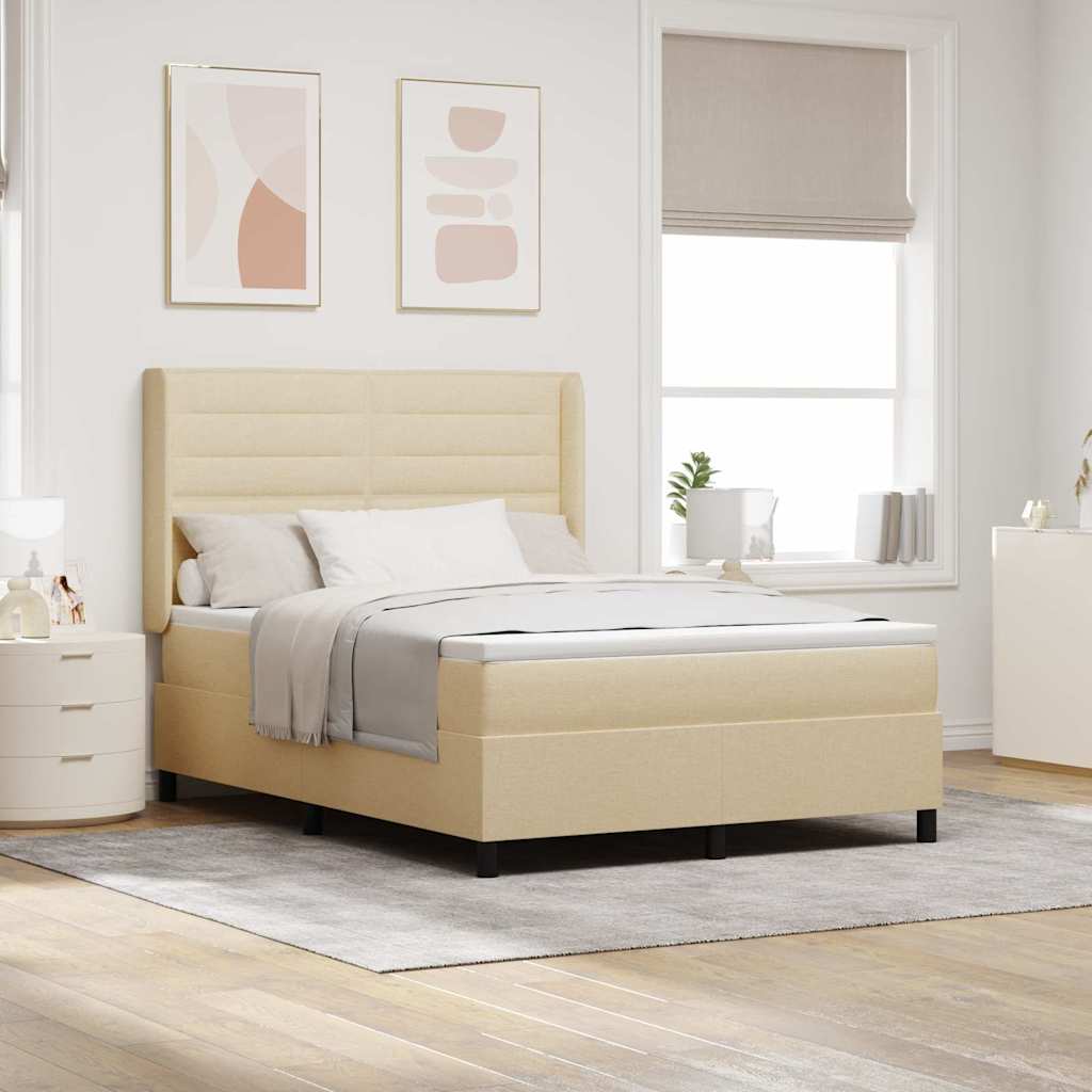 Letto a molle con materasso Crema 190 x 140 cm Tessuto | homemem39