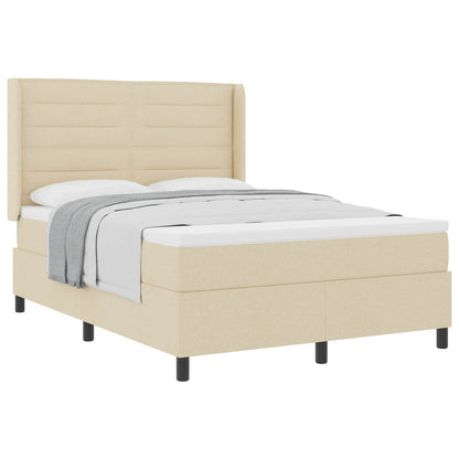 Letto a molle con materasso Crema 190 x 140 cm Tessuto | homemem39