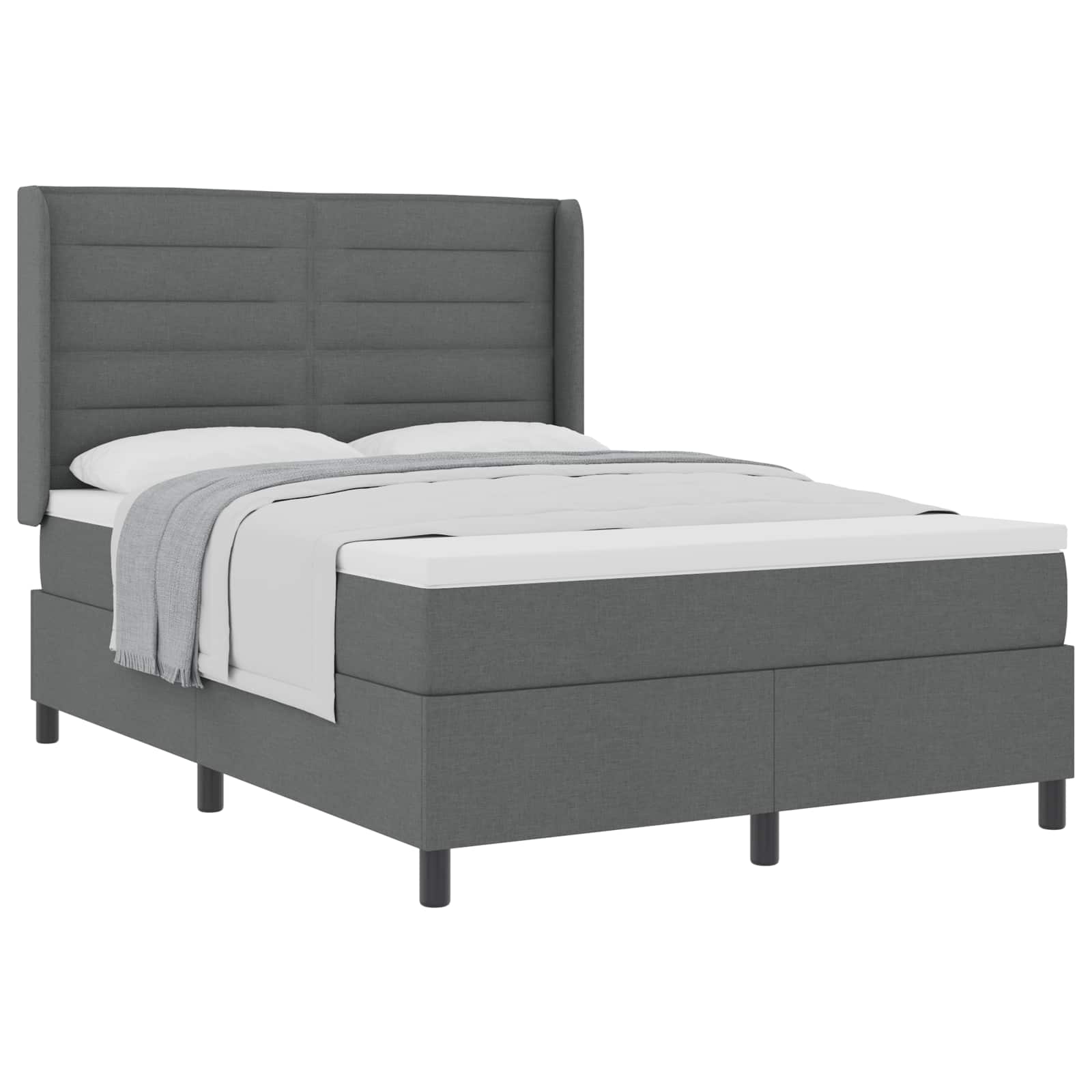Letto a molle con materasso Grigio scuro 200 x 140 cm Tessuto | homemem39