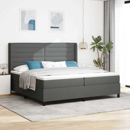 Letto a molle con materasso Grigio scuro 200 x 200 cm Tessuto | homemem39