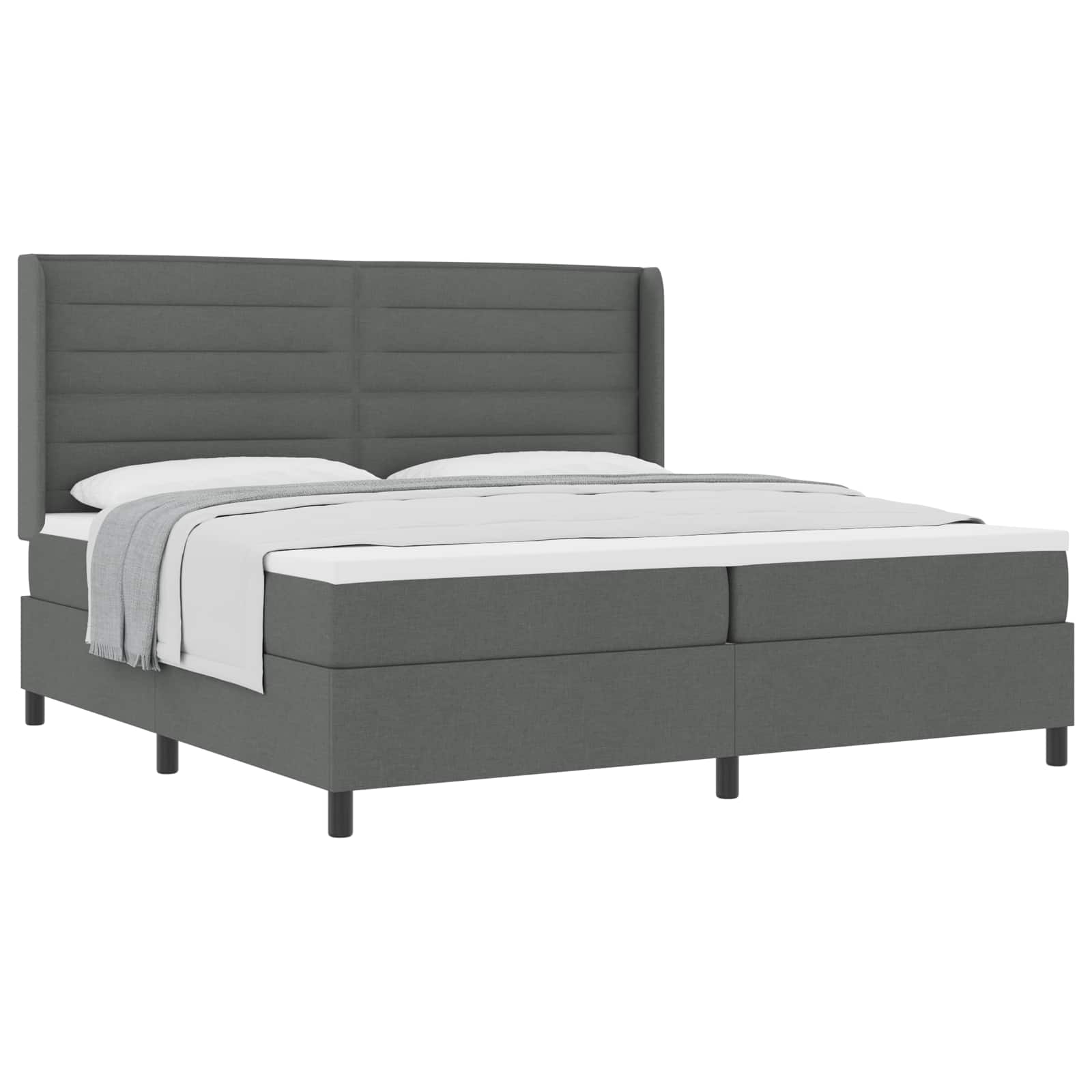 Letto a molle con materasso Grigio scuro 200 x 200 cm Tessuto | homemem39