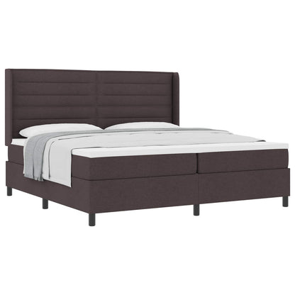 Letto a molle con materasso Marrone Scuro 200 x 200 cm Tessuto | homemem39