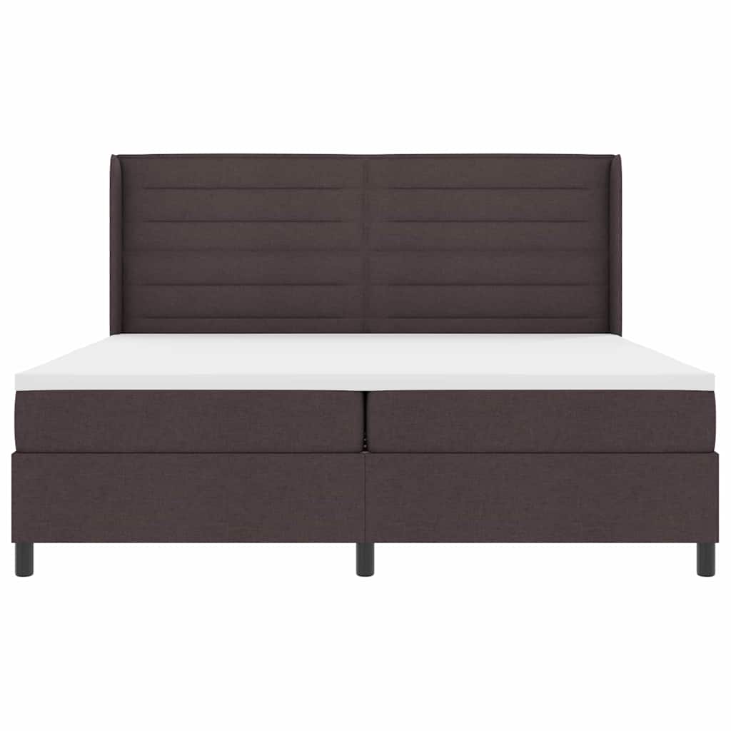 Letto a molle con materasso Marrone Scuro 200 x 200 cm Tessuto | homemem39