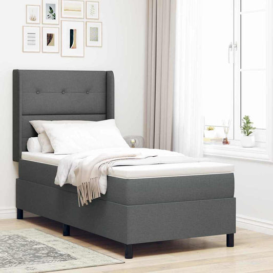 Letto a molle con cuscino Grigio scuro 200 x 80 cm Tessuto | homemem39