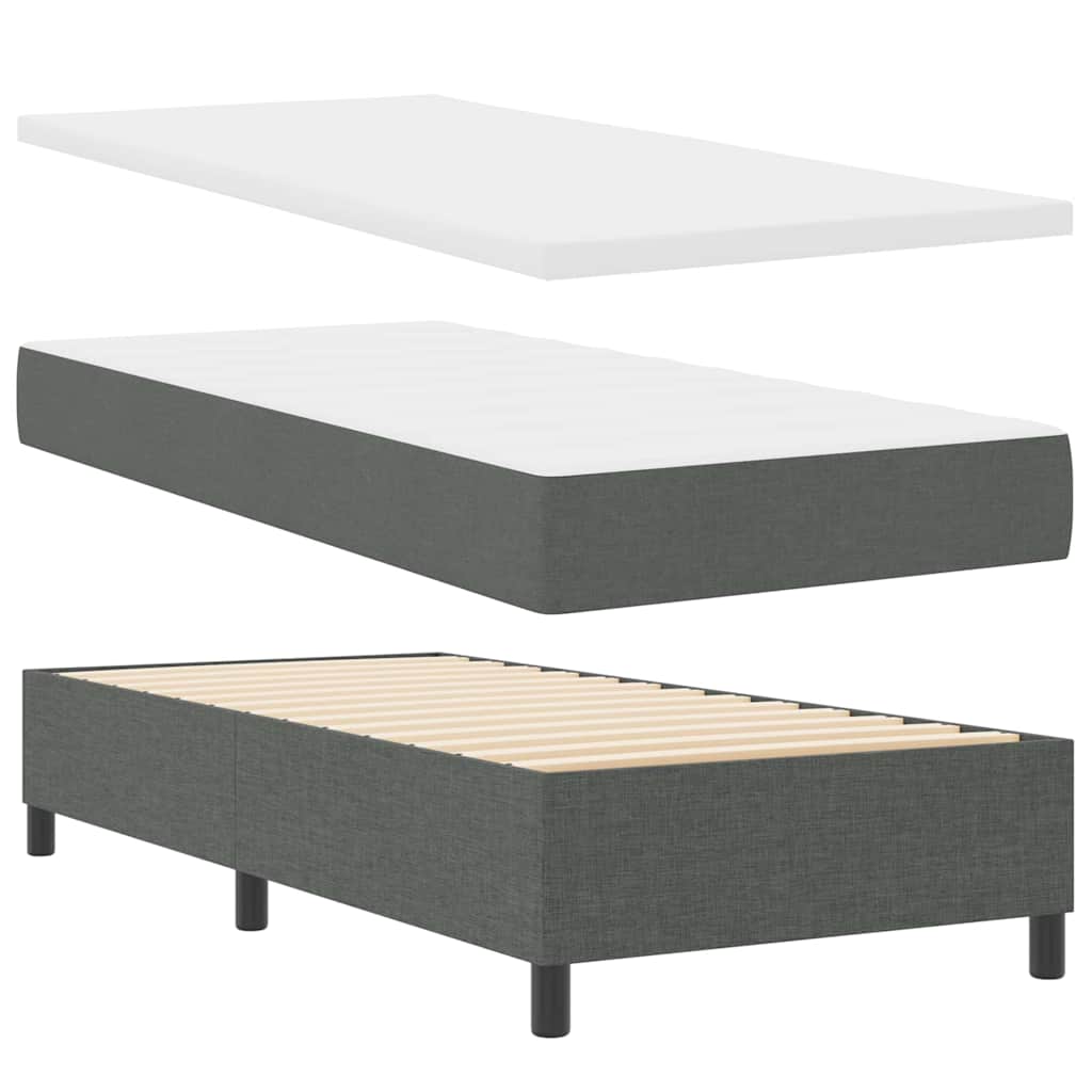 Letto a molle con cuscino Grigio scuro 200 x 80 cm Tessuto | homemem39