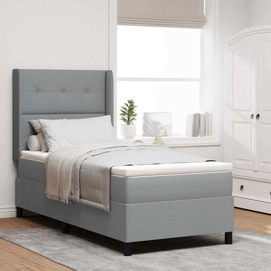 Letto a molle con cuscino Grigio chiaro 190 x 90 cm Tessuto | homemem39
