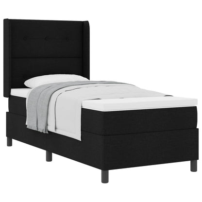 Letto a molle con cuscino con testiera Nero 190 x 90 cm Tessuto | homemem39