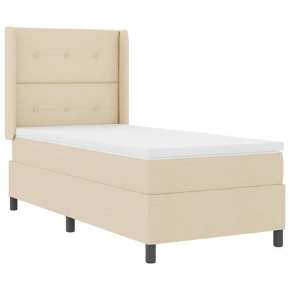 Letto a molle con cuscino Crema 190 x 90 cm Tessuto | homemem39