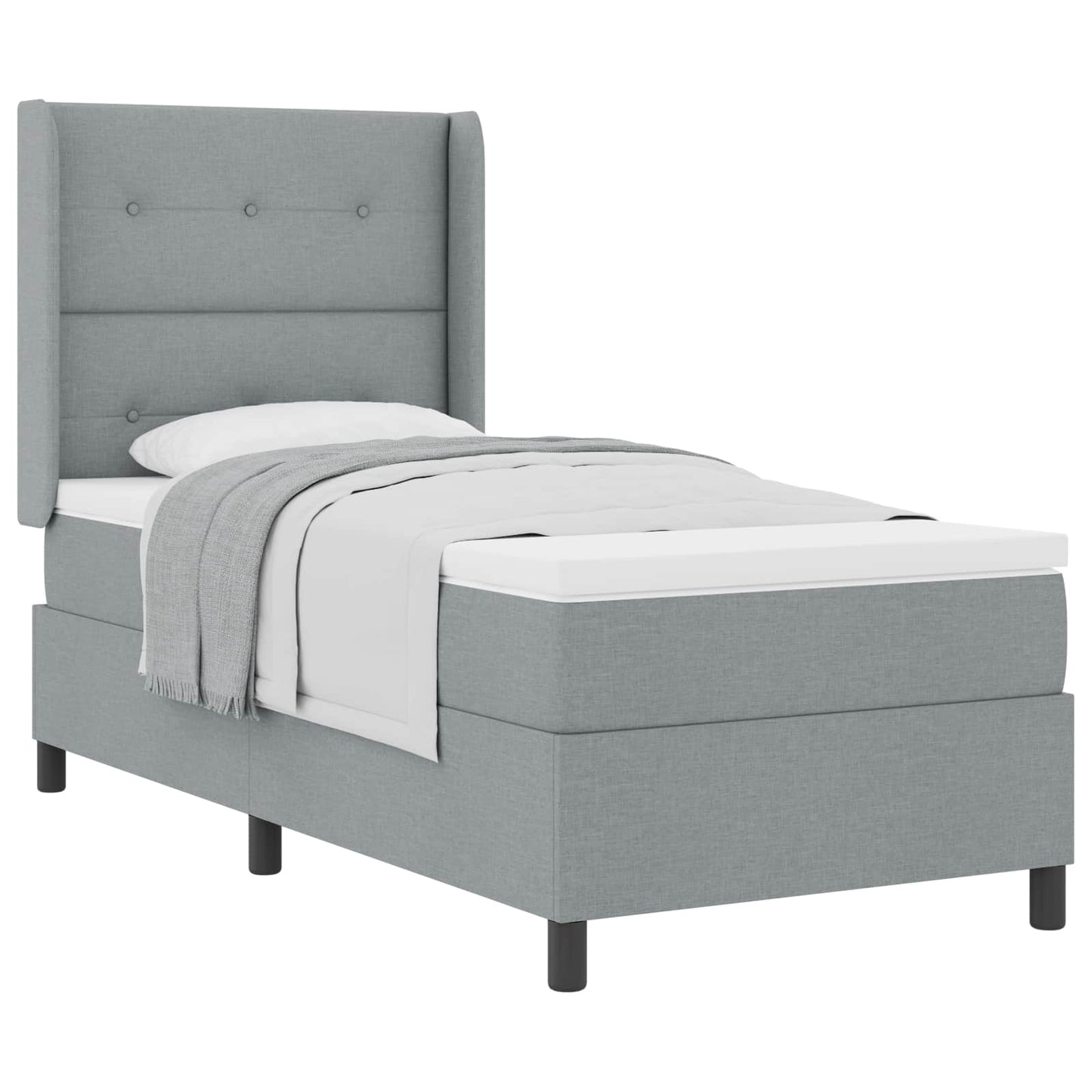 Letto a molle con cuscino Grigio chiaro 200 x 90 cm Tessuto | homemem39