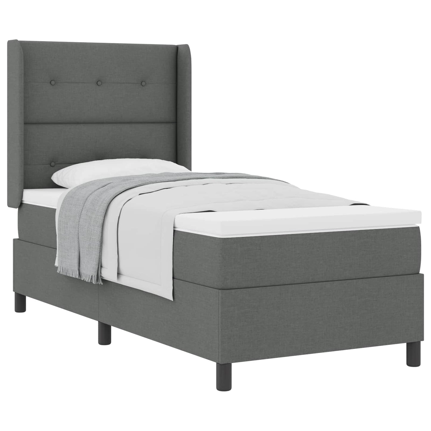 Letto a molle con materasso Grigio scuro 90 x 200 cm Tessuto