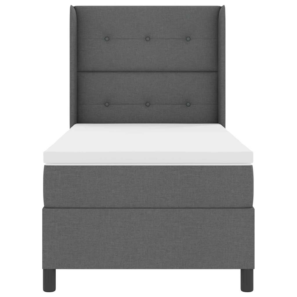 Letto a molle con materasso Grigio scuro 90 x 200 cm Tessuto