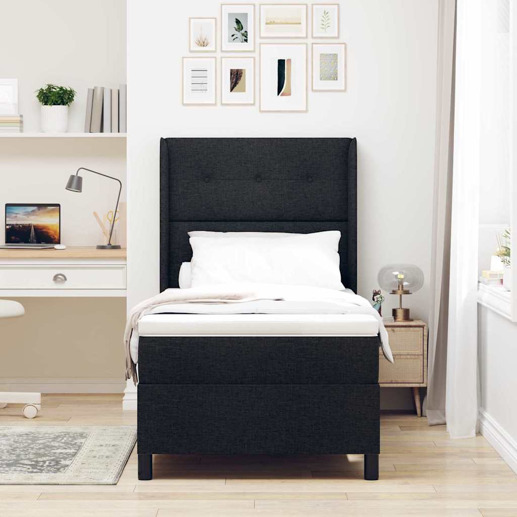 Letto a molle con cuscino Nero 200 x 100 cm Tessuto | homemem39
