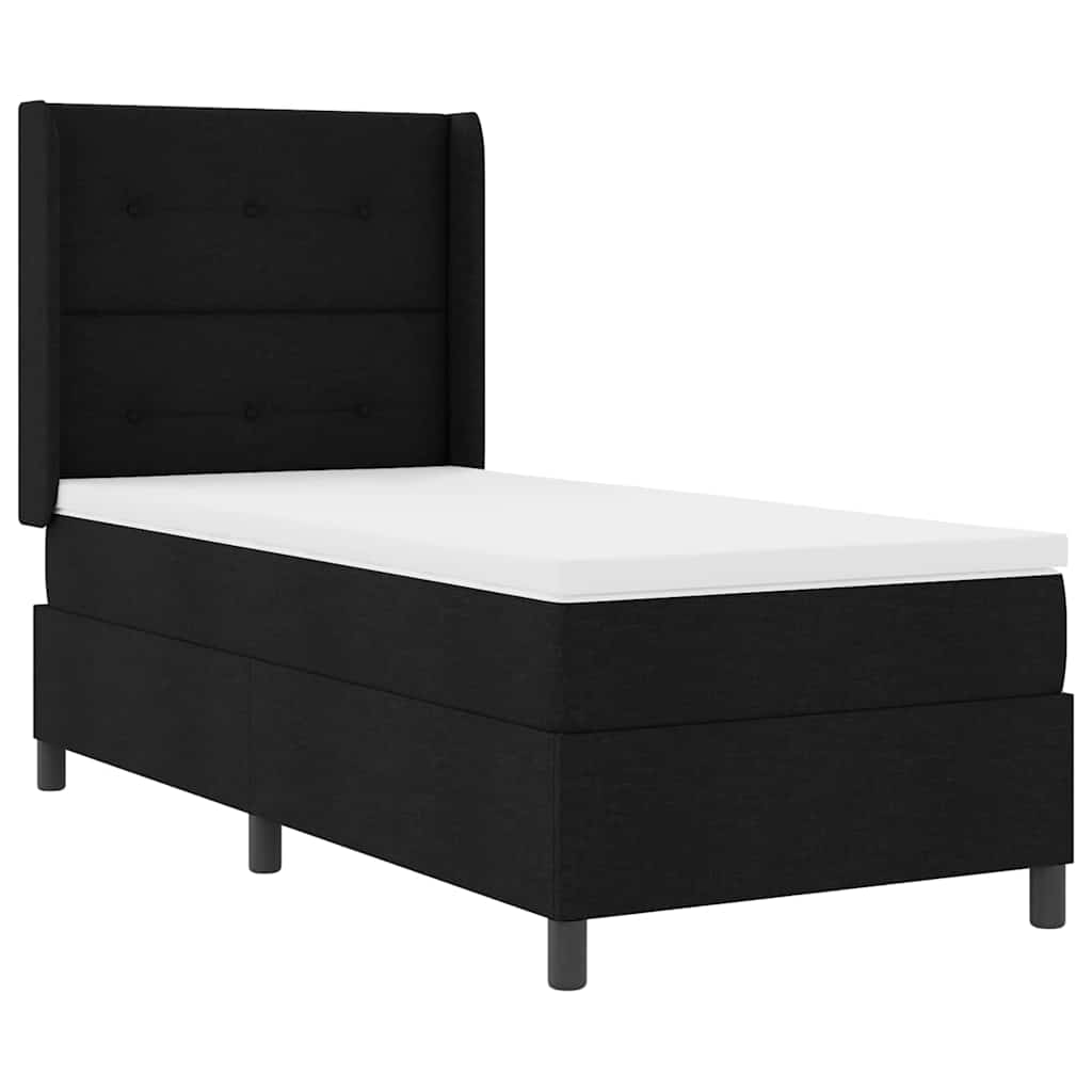 Letto a molle con materasso Nero 100 x 200 cm Tessuto