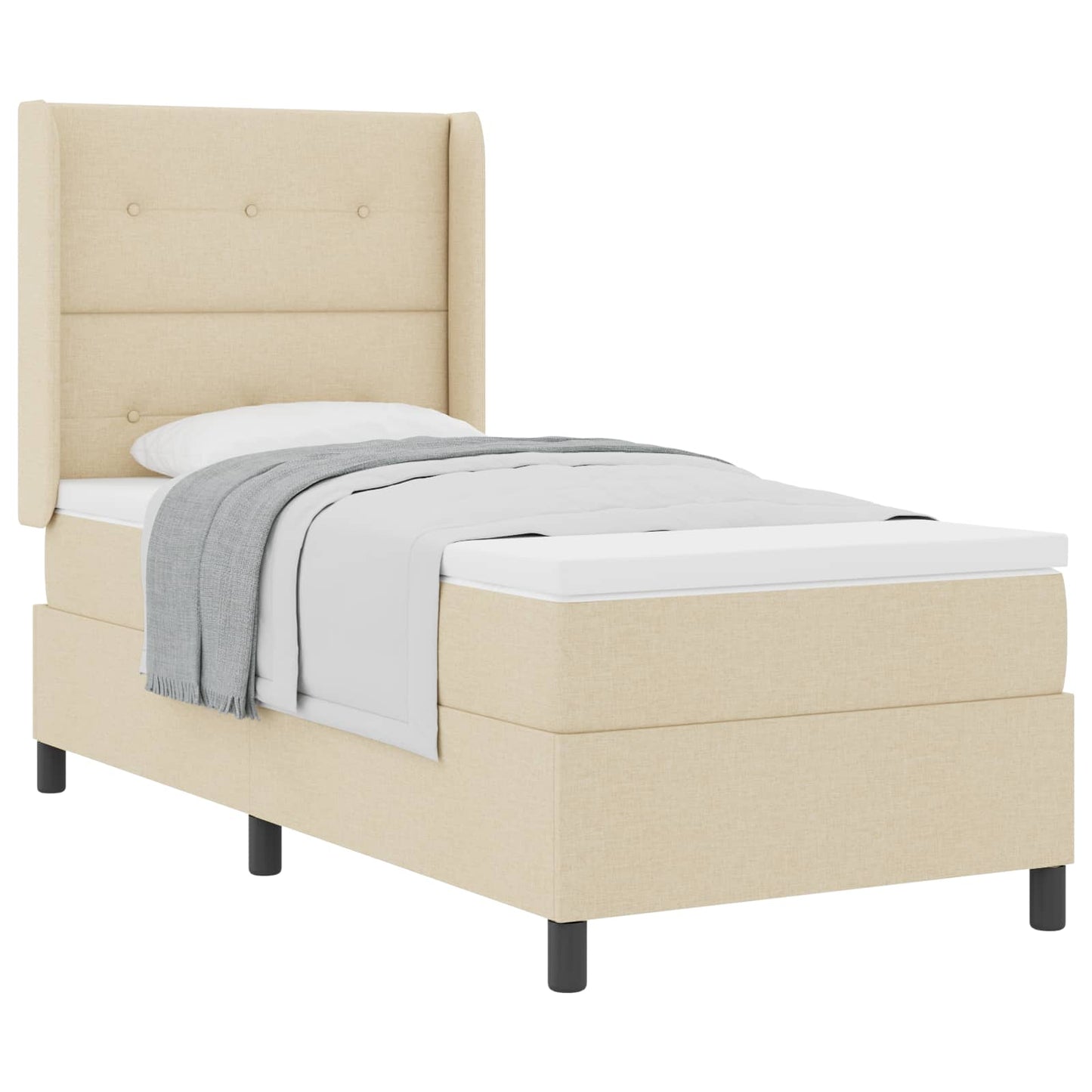Letto a molle con cuscino Crema 200 x 100 cm Tessuto | homemem39