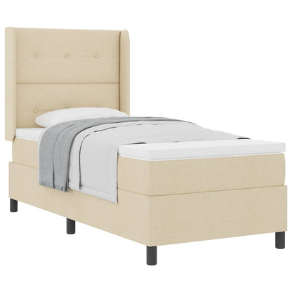 Letto a molle con cuscino Crema 200 x 100 cm Tessuto | homemem39