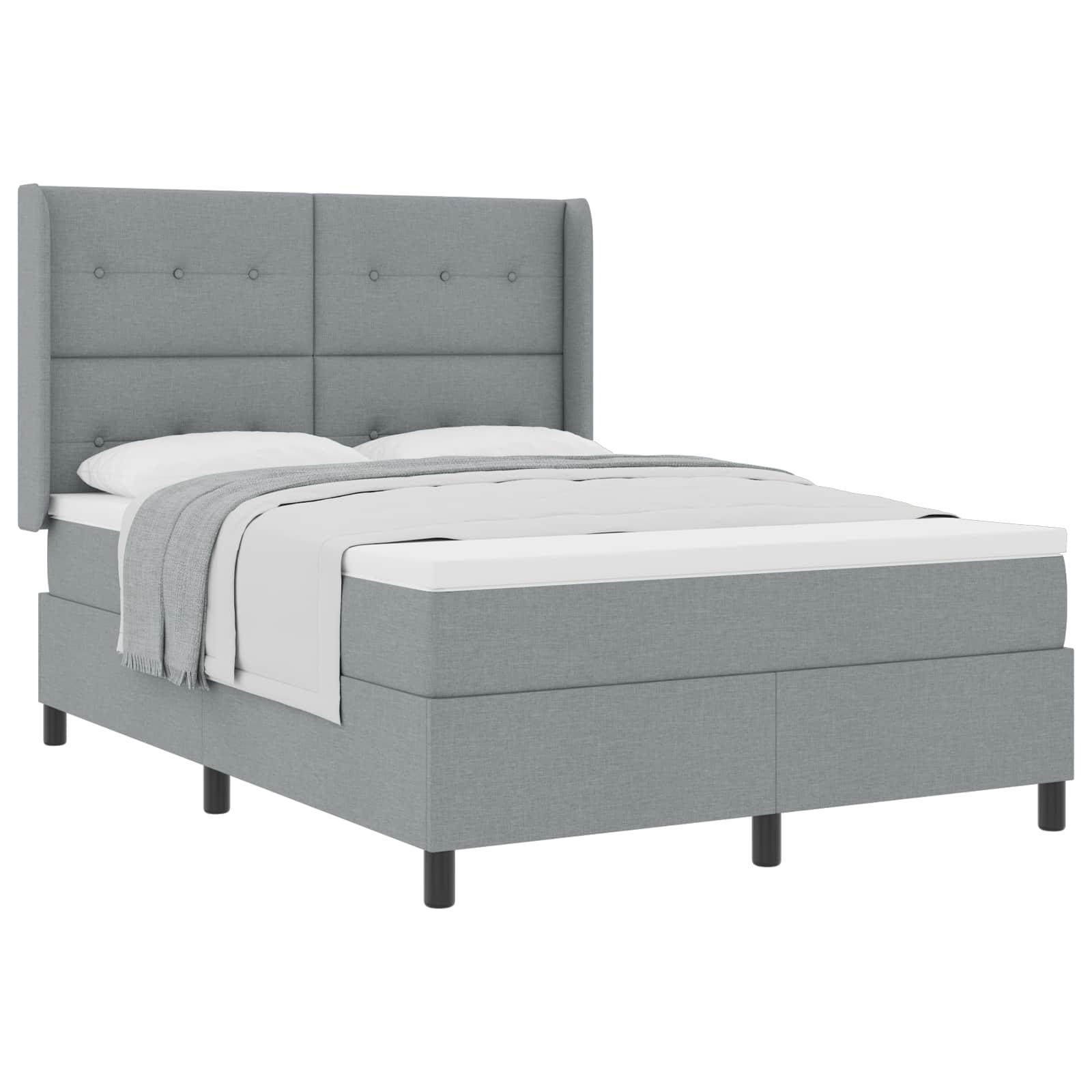 Letto a molle con cuscino Grigio chiaro 190 x 140 cm Tessuto | homemem39